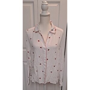XL Jane+Delancy HEARTS Rayon Blend Long Sleeve Button‎ Up Shirt